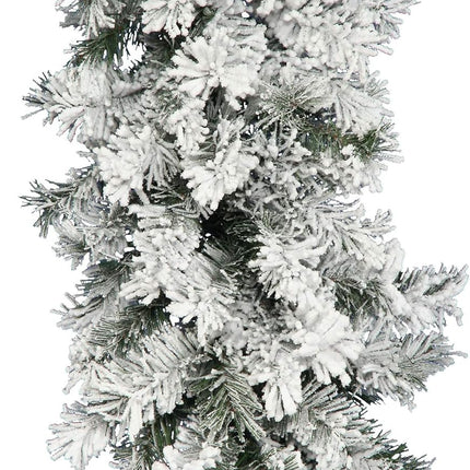 Vickerman 9' Flocked Alaskan Pine Artificial Christmas Garland, Unlit - Faux Pine Christmas Garland - Seasonal Indoor Home Decor - Snowy Garland for Holidays