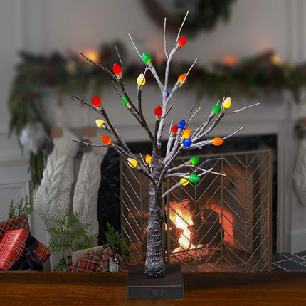 FUNPENY Christmas Birch Tree with C3 Lights, 2 Pack 18 Inch 24LED Tabletop Tree Battery Operated Light Jewelry Holder Indoor Christmas Decoration for Valentine's Day Home Party Wedding
