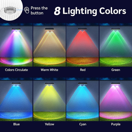 Solar Fence Lights10 Pack, Warm White & RGB Solar Wall Lights Outdoor, IP65 Waterproof Outdoor Solar Lights, Fence Lights Solar Powered for Christmas Halloween Wall Backyard Railing Stair