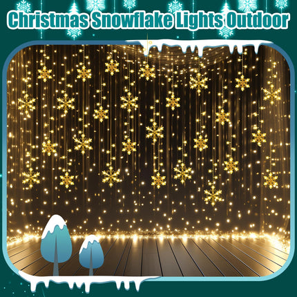 28.7ft 432 LED Christmas Snowflake Lights Outdoor Snowflake Light with 36 Drops,8 Mode and Timer Waterproof Connectable Snowflake String Light for Window Eave Yard(Snowflake,Warm Color)