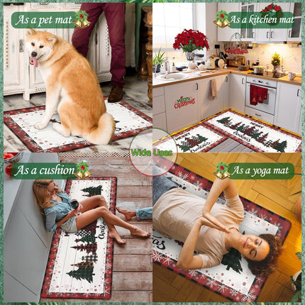 Homcomoda Christmas Tree Kitchen Mats 2 Piece Set Non Slip Waterproof Kitchen Rugs and Mats Anti Fatigue Cushioned Kitchen Floor Mats Farmhouse Xmas Comfort Standing Mat for Floor Kitchen Sink Laundry