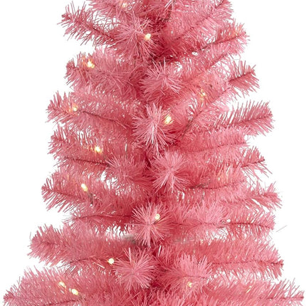 Nearly Natural 2ft. Pink Artificial Christmas Tree with 35 LED Lights and 72 Bendable Branches