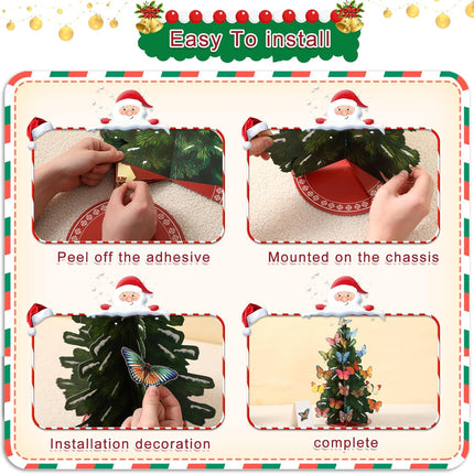 Pop Up DIY Folding Christmas Tree 19.7 Inch Fall Holiday Tree Home Decorations，with Butterfly，Christmas Decoration, Cards,Envelopes，for Christmas Indoor Outdoor Decoration (Butterfly)