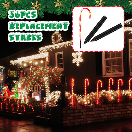 36PCS 0.6×6.05’’ Replacement Stakes for Christmas Candy Cane Lights Plastic Pathway Light Spikes,Christmas Light Spike Replacer for Outdoor Candy Cane Lights Use on Path Walkway Lawn Garden