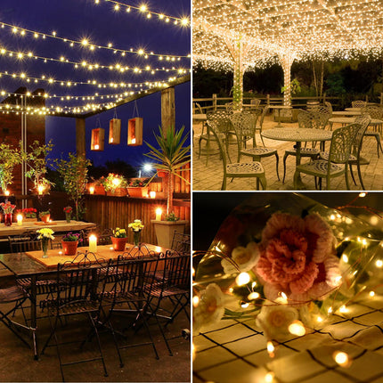 Dailyart Solar String Lights Outdoor, 120 LED Waterproof Solar Christmas Lights with 8 Lighting Modes for Tree Yard Garden Party Xmas Decorations, Warm White