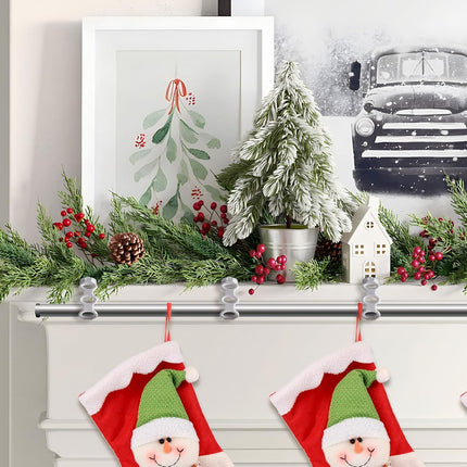 12 Pcs Christmas Garland Ties Wreath Holder- 8.5" Adhesive Silicone Christmas Garland Hangers- Stretchable Adhesive Straps Stocking Holder for Mantle Stairways Garland Decoration