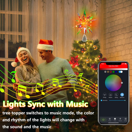 Christmas Tree Topper Star, 3D Moravian Star Tree Topper, Iridescent Christmas Star Tree Topper Powered by USB, App Control LED Smart Christmas Light with Remote for Xmas Tree