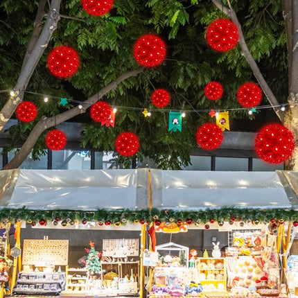 Christmas Lights Ball 7" Outdoor Hanging Sphere Lights 100 LED Orb Light Red Starlight Sphere Lights for Tree Porch Bedroom Christmas Decorations