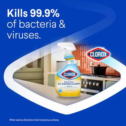 Clorox Disinfecting All Purpose Cleaner, Bleach Free, Crisp Lemon, 32 Fluid Ounces