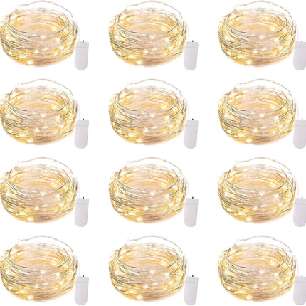 Brightown 12 Pack LED Fairy Lights Battery Operated String Lights - 7ft 20LED Waterproof Silver Wire Firefly Starry Moon Lights for DIY Crafts Wedding Table Centerpieces Party Bedroom Christmas