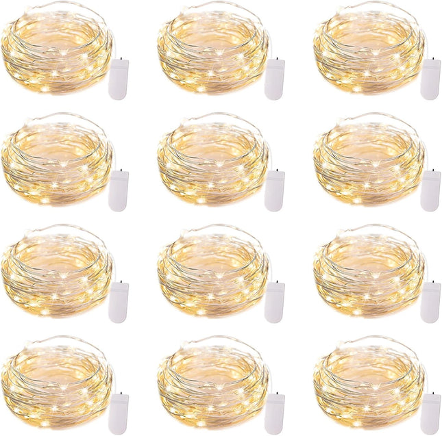 Brightown 12 Pack LED Fairy Lights Battery Operated String Lights - 7ft 20LED Waterproof Silver Wire Firefly Starry Moon Lights for DIY Crafts Wedding Table Centerpieces Party Bedroom Christmas