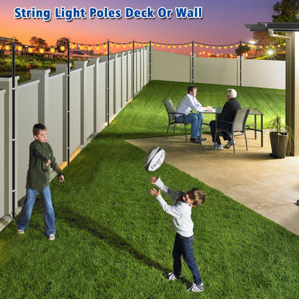 2 Pack 10Ft String Light Poles,Light Poles for Outside String Lights,Outdoor Light Poles with Fork,Metal Poles Stand for Patio,Backyard,Deck