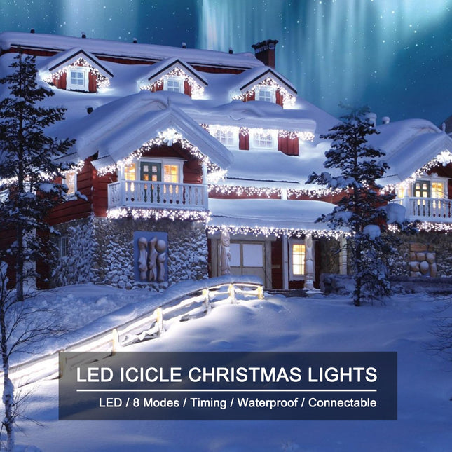 Icicle Lights Outdoor, 40Ft White Christmas Lights with 81 Drops, 432 LED Icicle Christmas Lights Outdoor with Remote and Timer, Christmas Lights for House Eaves Wedding, Pure White