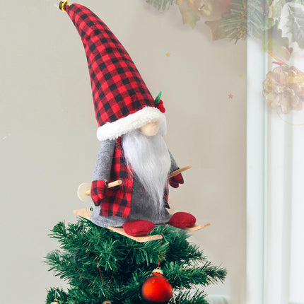 Christmas Tree Topper,Gnome Christmas Decoration,Buffalo Plaid Tree Topper,Festive Gnome Christmas Decorations - Unique Gnome Tree Topper…
