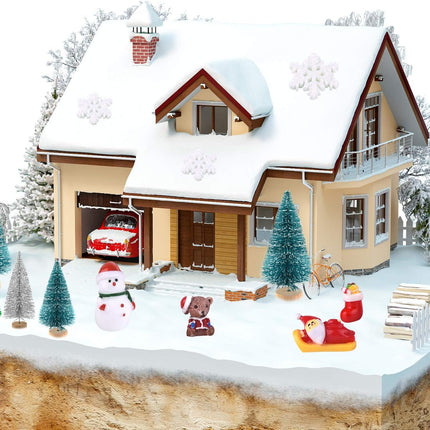 KUUQA 50 Pcs Mini Christmas Ornament Kits,Mini Christmas Trees Bottle Brush Trees with Resin Santa Claus, Snowman, Snowflake, Bell, Elk, Candy Cane for Christmas Party Supplies