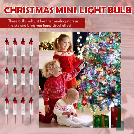 Riakrum 100 Pcs Christmas Replacement Mini Light Bulbs Bulk 0.17A Bulb Flasher Christmas Replacement Bulb Christmas Tree Incandescent Light Bulb Mini String Light Bulb (No Base, 2.5V 0.425W)