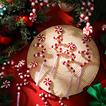 8.7 Inch Christmas Curly Pick Red White Christmas Picks Candy Shape Christmas Tree Picks Christmas Ornaments Christmas Tree Decorations Home Office Vase Party Ornaments (Candy Style, 16 Pcs)