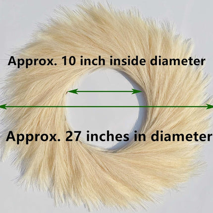 Pampas Grass Wreath, 27 inch Fall Wreath/Faux Pampas Wreath、Boho Wreath，Front Door Wreaths for All Seasons，Neutral Fall Decor,Pampas Grass Wall Decor,Boho Wall Decor (Beige Wreath)