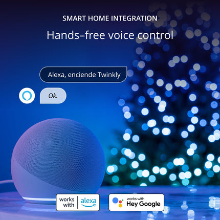 Twinkly Strings 600 LED RGB+White, LED Light String, in- and Outdoor Smart Multicolor LED Lights, Christmas Lights, Mappable LEDs, Compatible with Alexa, and Google Home, IP44, Green Wire, 157.5ft
