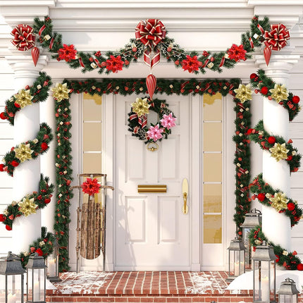 Christmas Poinsettia Artificial Flowers Decorations 5.5" Christmas Tree Wreaths Garland Decoration 12 Pcs Glitter Flowers Picks Decor for Xmas Year Wedding Party Ornaments (White)