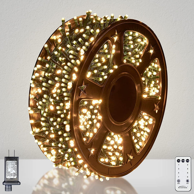 LIGHTSHARE 1000LED 328FT String Lights Warm White, 8 Modes 30V Plug in Fairy Lights with Remote Control for Home Garden Yard Christmas Wedding Holiday Party Thanksgiving Festival Decoration