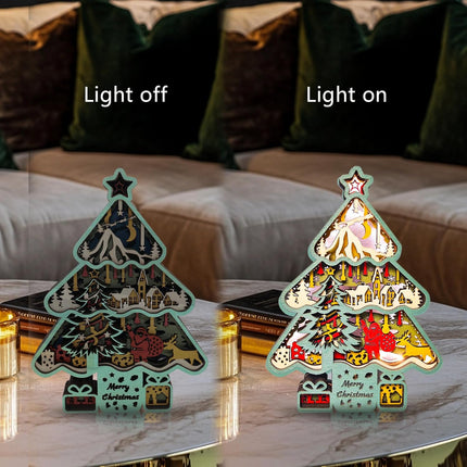 FNYDOX LED Christmas Decorations, Wooden Christmas Tree Statue for Presents, Christmas Tree Figurine for s, Modern Christmas Tree Sculpture Decor Wall Art, Original Craft Christmas Tree Ornament