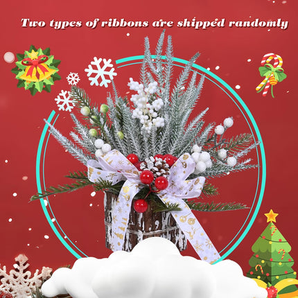 LOLStar Christmas Trees, Tabletop Artificial Mini Christmas Tree Decorations with Christmas Ball Ornaments Pine Cone Red White Berry for Xmas Fireplace Mantel Party Winter Indoor Outdoor Decoration