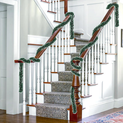 50FT Christmas Tinsel Garland Decorations to Christmas Tree, Thick and Thin Metallic Streamers Foil Tinsel Twist Garland Decor Home Indoor Outdoor Party Supplies (Green)