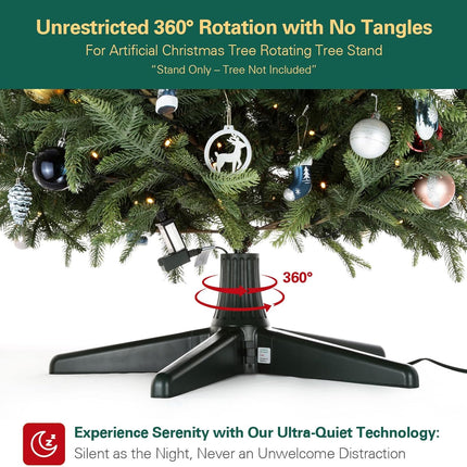 360-Degree Rotating Christmas Tree Stand for Artificial Trees Up to 7.5ft, Silent & Durable Metal Gear & POM Construction, Universal Fit for Most Fake Trees (Green)