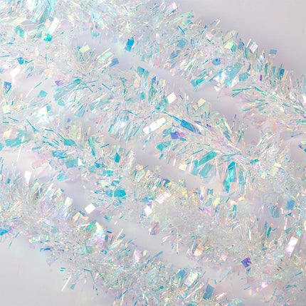 26.2 Feet Tinsel Garland, High-Shine and Fluffy, for Birthday, Weddings, Halloween, Christmas, Party Decorations, Indoor Outdoor Party Supplies, White