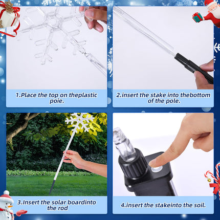 5 Pack Plug in Christmas Snowflake Pathway Lights Outdoor Decorations with Timer, 8 Modes White Lighted Xmas Waterproof Led Garden Stake Lights for Walkway Yard Lawn Porch Holiday Decor