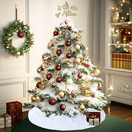 Iridescent White Velvet Tree Skirt 21 Inches Silver Christmas Tree Skirt Sequined Tree Skirt for Small Xmas Tree Glitter Tree Stand Cover Skirt for Santa Claus Tree Skirt Collar Christmas Decoration