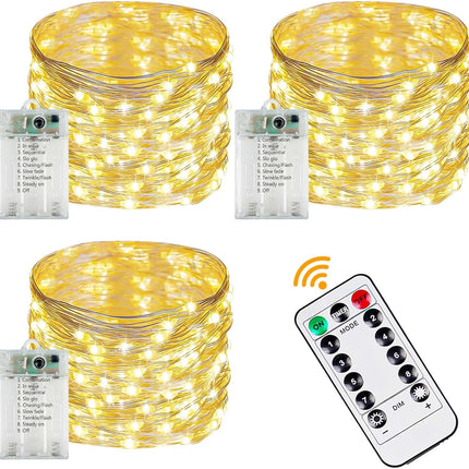 3-Pack 78FT 240 LED Fairy Lights Battery Operated with Timer & Remote, Waterproof Twinkle Lights Outdoor Indoor 8 Modes for Bedroom Centerpiece Patio Wedding Tree Mason Jar Party Christmas Decoration