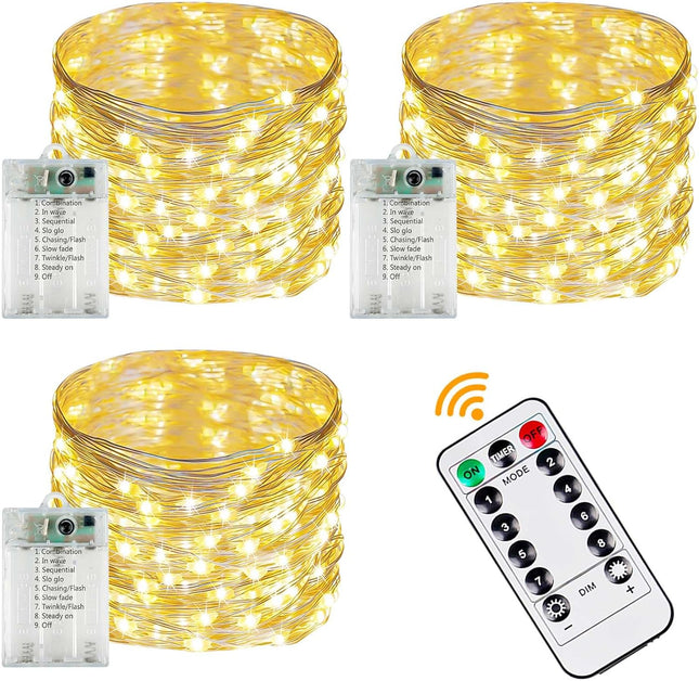 3-Pack 78FT 240 LED Fairy Lights Battery Operated with Timer & Remote, Waterproof Twinkle Lights Outdoor Indoor 8 Modes for Bedroom Centerpiece Patio Wedding Tree Mason Jar Party Christmas Decoration