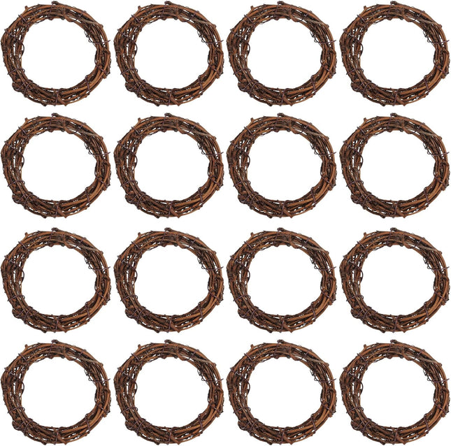 Grapevine Wreath Set, Marrywindix 16 Pieces Natural Vine Branch Wreath Christmas DIY Rattan Wreath Garland for Christmas Holiday Craft Wedding Decor (3 in.)