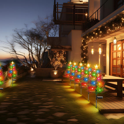 4 Pack Christmas Outdoor Decorations, Artificial Small Solar Christmas Tree Lights Outside, 2 Modes 40LED Solar Christmas Decorations Outside, Solar Christmas Lights Outdoor Waterproof Decorations