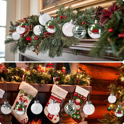 FestiveBliss Christmas Ball Ornaments, 2.36 Inch Clear Christmas Balls 30 Packs for Christmas Tree & Wreath Decor, Shatterproof Christmas Decorations Ornaments, Xmas Plastic Ornaments, Hanging Ball