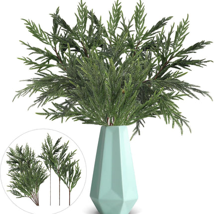 Giegxin 15 Pcs Artificial Christmas Norfolk Pine Stems Branches for Vase 25.8 in, 17.7 in and 9.8 in Fake Green Pine Picks Greenery for Xmas Holiday DIY Crafts Table Home Indoor Outdoor Decor