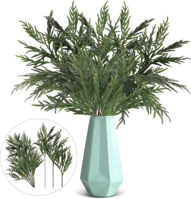 Giegxin 15 Pcs Artificial Christmas Norfolk Pine Stems Branches for Vase 25.8 in, 17.7 in and 9.8 in Fake Green Pine Picks Greenery for Xmas Holiday DIY Crafts Table Home Indoor Outdoor Decor