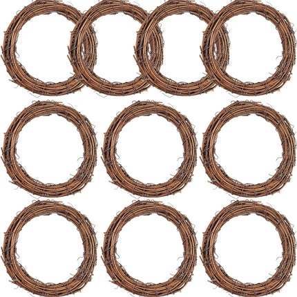 Grapevine Wreath Set, Marrywindix 10 Pieces Natural Vine Branch Wreath Christmas DIY Rattan Wreath Garland for Christmas Holiday Craft Wedding Decor (6 in.)