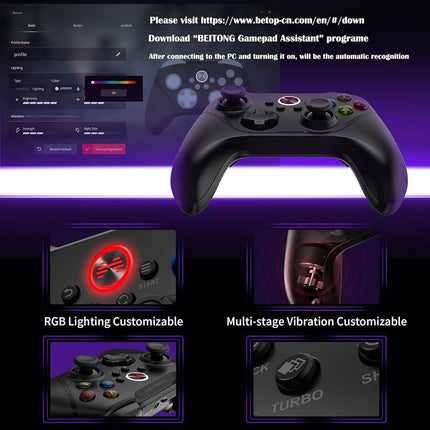 Asura 2 Pro PC Game Controller Wireless Gamepad Hall Effect Trigger Joystick For Windows 7 8 10 11,Android TV,Steam,Tesla,Simulator,with Programmable M Buttons (Black)