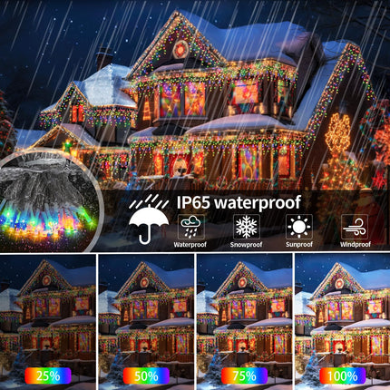 Solar Icicle Lights Christmas Decorations 60+16Ft 600 LED Christmas Lights Outdoor Waterproof 2400mAH Connectable Rechargeable Dimmable Remote 8 Modes Twinkle Curtain Light for Halloween Balcony Patio