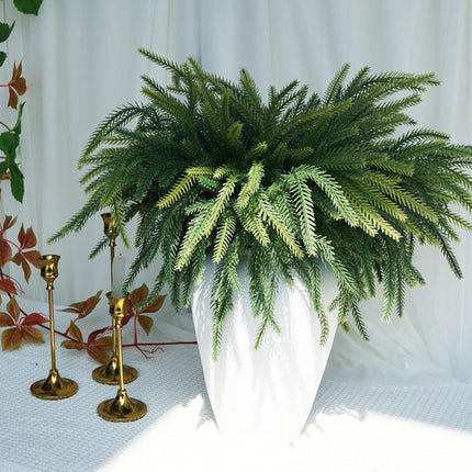 12 PCS Norfolk Pine Stems 18 Inch Christmas Norfolk Pine Branches Artificial Christmas Stems Faux Christmas Greenery for Xmas Norfolk Pine Garland Wreath Christmas Tree Home Decor