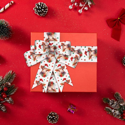 ALIBBON 2 Rolls 2.5" × 5 Yd Merry Christmas Ribbon Star Calf Christmas Wired Ribbon Velvet Edge Red Buffalo Plaid Ribbon for Christmas Wreath DIY Crafting s Wrapping Christmas Party Decoration