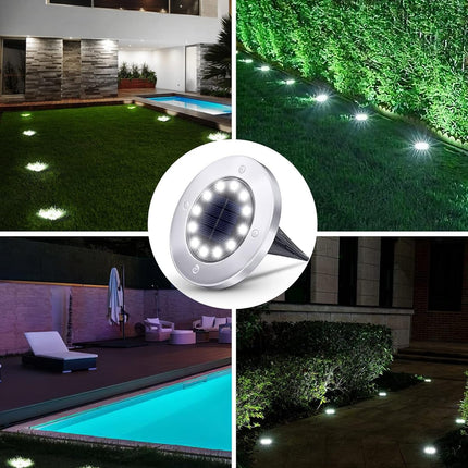 Biling Solar Outdoor Lights 12 Pack, Bright 12 Leds Solar Ground Lights Waterproof, Flat Pathway Lights Solar Powered For Yard