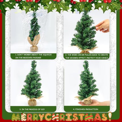 6 Pack Mini Tabletop Christmas Tree, Miniature Christmas Tree With Linen Base, Small Christmas Trees 7.87" / 11.81", Mini Artificial Christmas Tree, Best Decoration For Christmas