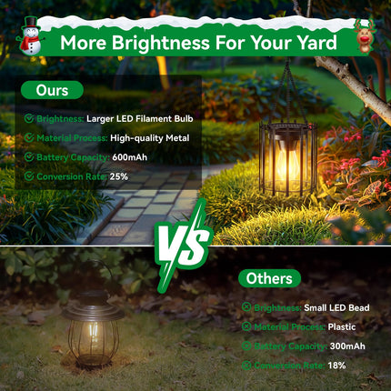 KOOPER Solar Lanterns Outdoor Waterproof, d Bright Hanging Solar Lights Outdoor Lantern, Metal Solar Lantern Decorative, Outdoor Solar Lantern Lights for Yard Patio Christmas Garden Decor 2Pack