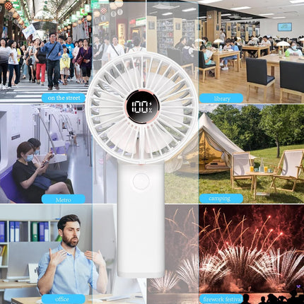 Handheld Fan, 3In1 UltraQuiet Portable Fan With 5200Mah Rechargeable Battery, 6Speed Adjustment, Led Display, Power Bank