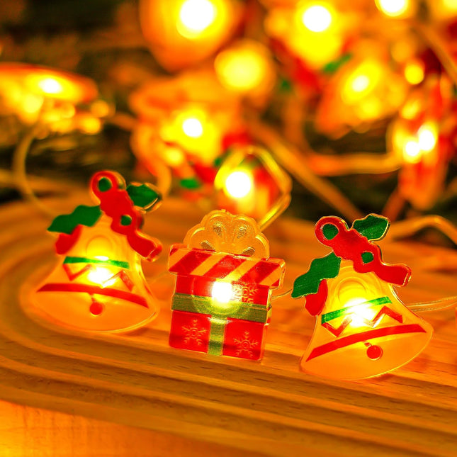 Christmas String Lights - 70LED 41ft Fairy Lights with Santa Box & Jingle Bell - Timing Function Christmas Lighting for Yard Bedroom Fence House Party Xmas Tree Garland Christmas Decorations