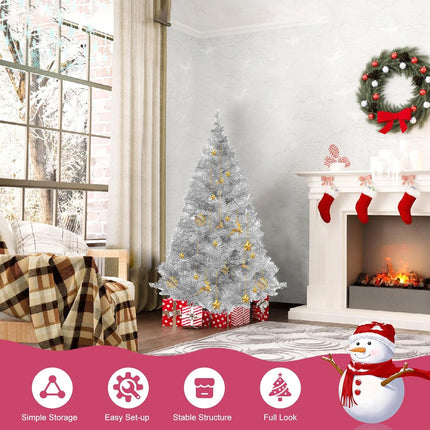 Arthas 6' Ft Tinsel Christmas Tree for Home Décor Xmas Holiday Seasonal Sparking Gorgeous Folding Artificial Christmas Tree (Silver)